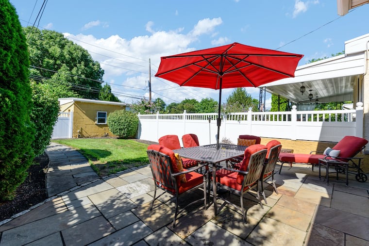 The paver patio is just off the kitchen.