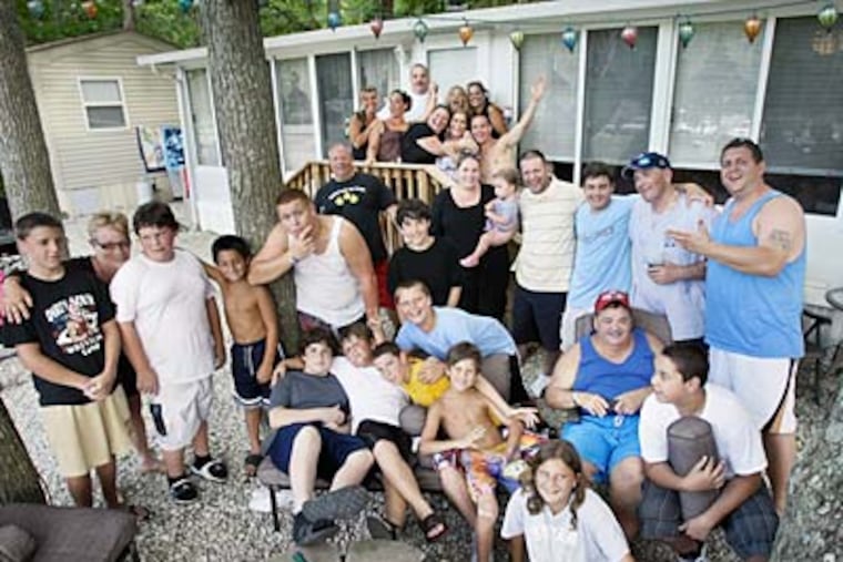 The group outside the Latanzo trailer at the Driftwood Camping Resort on Route 9 in Cape May County. (ELIZABETH ROBERTSON / Staff Photographer)