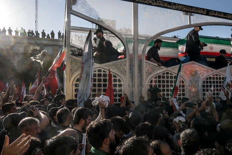Mourners follow the truck carrying the coffin of Ayatollah Ali Khamenei, the former supreme leader of Iran, in the holy city of Mashhad, Iran, on Thursday afternoon, July 9, 2026. The latest phase of the U.S. military campaign in Iran has a new focus, but not necessarily a clearer strategy.