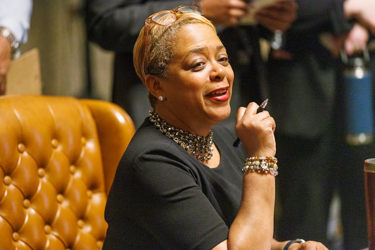 Councilmember Cindy Bass in Caucus Room before start of council session. Philadelphia City Council gathers for the budget address from Mayor Cherelle L. Parker in chambers, Thursday, March 12, 2026. .