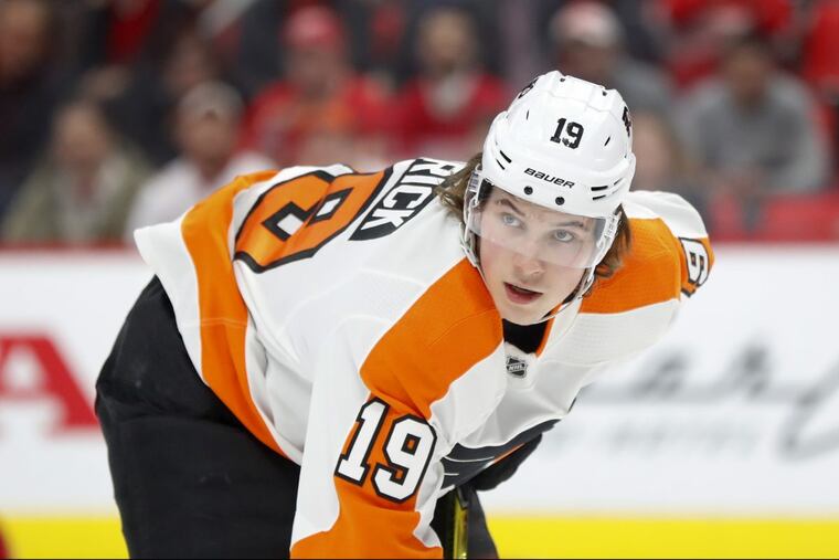 Rookie Nolan Patrick will center the Flyers’ second line with Jake Voracek and Wayne Simmonds on the wings against Washington Wednesday night.