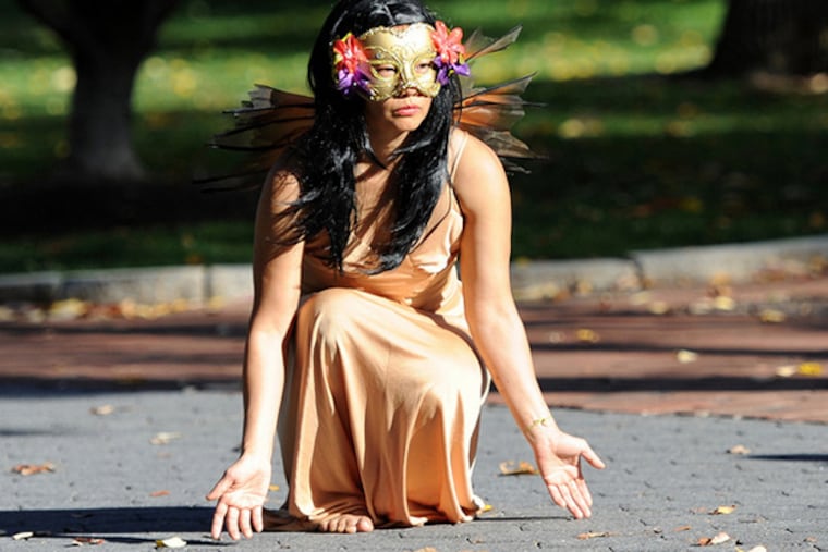Soomie Kim plays Kathy Change as Cassandra during a video shoot for "Chang(e)" on the campus of U Penn. (Video by Gein Wong and still photo by Kendall Whitehouse)