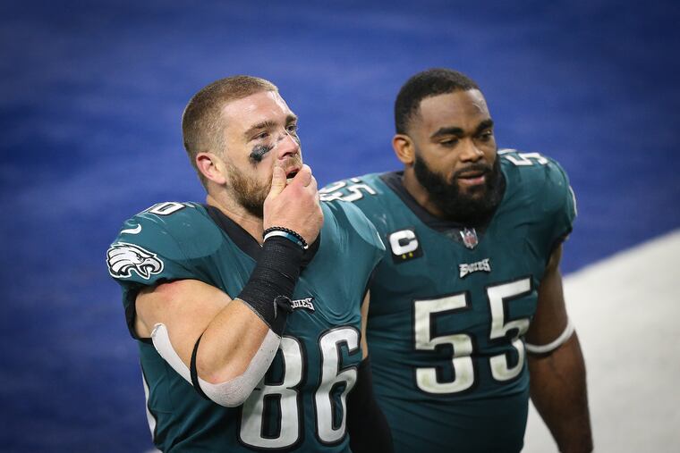 Eagles tight end Zach Ertz (probably will be playing elsewhere next season, while defensive end Brandon Graham signed a contract extension.