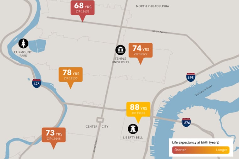 Life Expectancy map developed by the Robert Wood Johnson Foundation.
