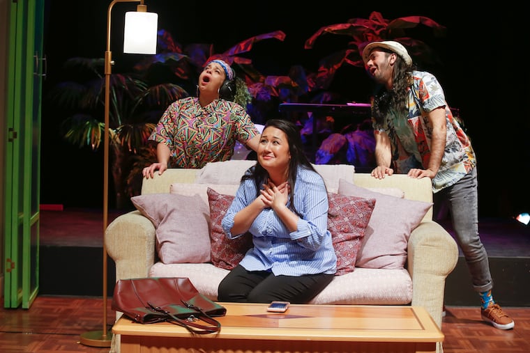 (From left) Rachel O'Hanlon-Rodriguez, Stephanie Kyung Sun Walters, and Joseph Ahmed in Theatre Exile's final show of their 2021-22 season, "Today is My Birthday."