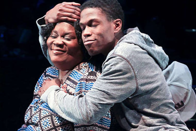 Catrina Ganey and Curtiss Cook Jr. in Philadelphia Theatre Company's production of brownsville song (b-side for tray).