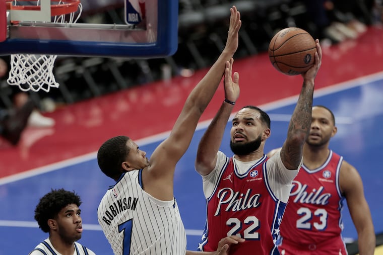Sixers rookie Johni Broome in action against the Orlando Magic in November.