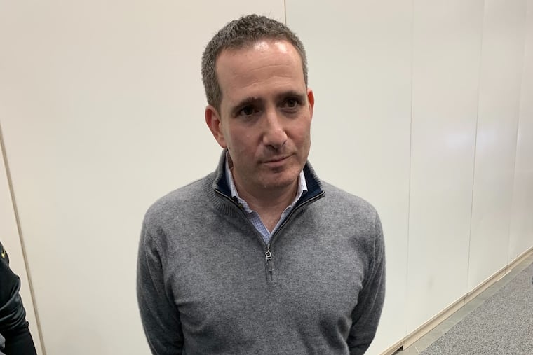 Philadelphia Eagles general manager Howie Roseman meets with reporters at the NFL scouting combine in Indianapolis.
