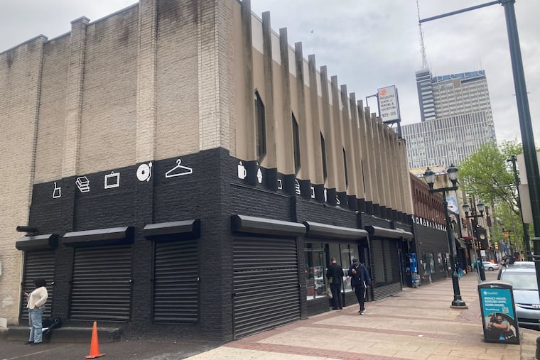 The newly repainted storefronts on the 900 block of Market. The upper stories of this building until recently housed a methadone clinic.