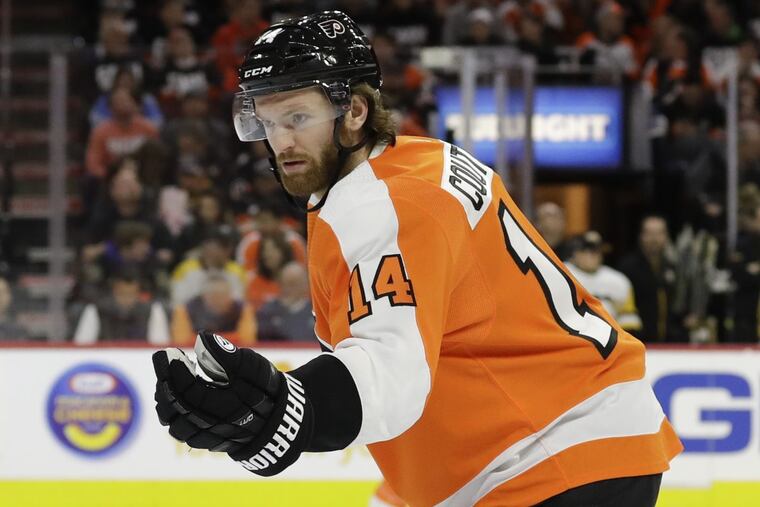 Flyers center Sean Couturier left Tuesday’s practice after violently colliding with teammate Radko Gudas. His availability for Wednesday will be announced at game time.