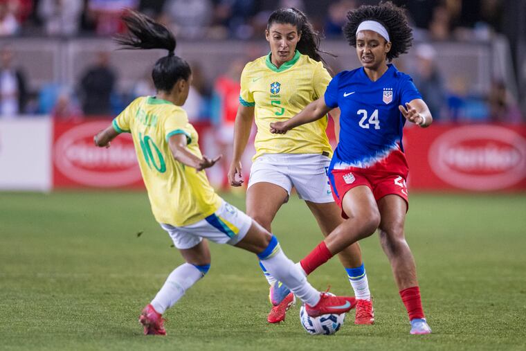 Lily Yohannes (right) was one of the United States' young starters against Brazil.