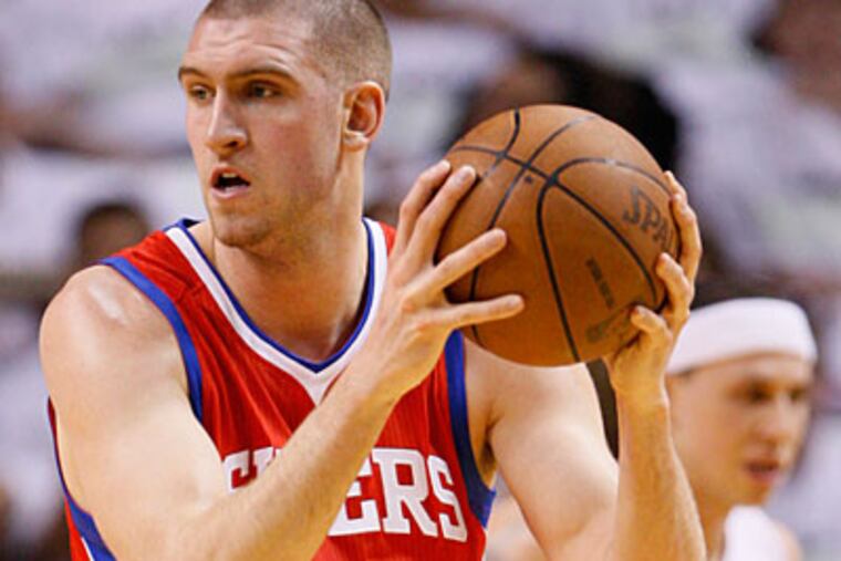 The Sixers were 14-6 in games during which center Spencer Hawes scored in double digits. (Wilfredo Lee/AP Photo)