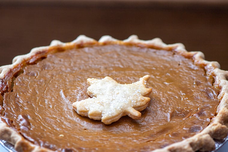 A pumpkin pie is shown at the Night Kitchen Bakery & Cafe on Germantown Ave, Philadelphia, PA .