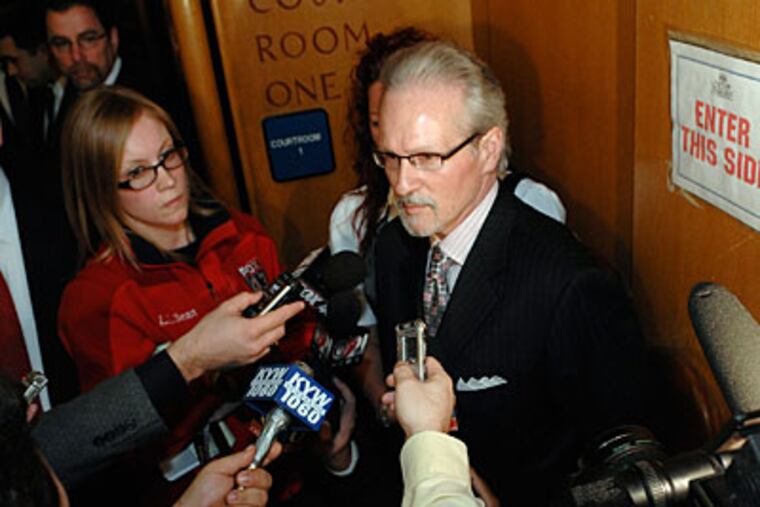 Former Pa. state Rep. Michael Veon talks with reporters outside the Dauphin courtroom following his guilty verdict in Harrisburg, Pa., Monday, March 22, 2010. (AP Photo/Jason Minick)