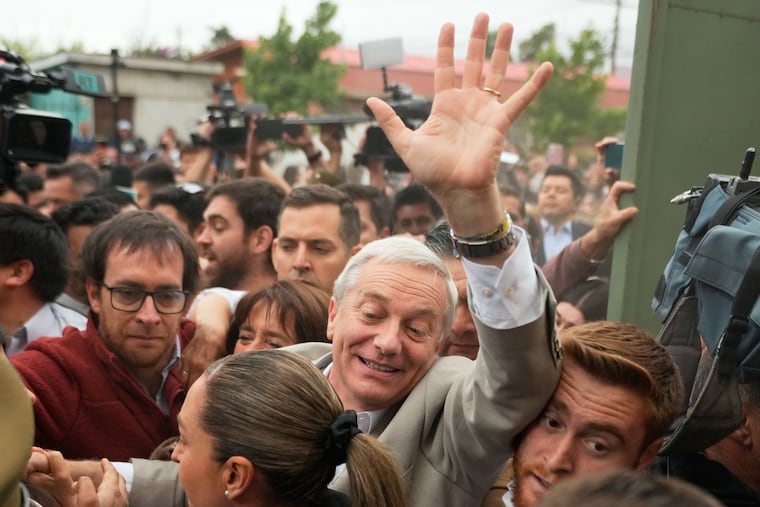 Jose Antonio Kast, presidential candidate for the Republican Party, arrives to vote during the presidential runoff election in Santiago, Chile, Sunday, Dec. 14, 2025.