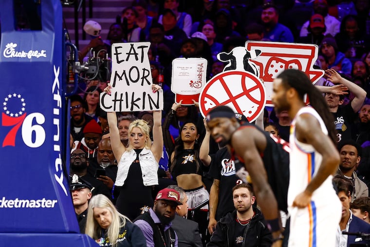 If an opposing player misses two consecutive free throws in the second half of a Sixers home game, everyone gets free Chick-fil-A nuggets.