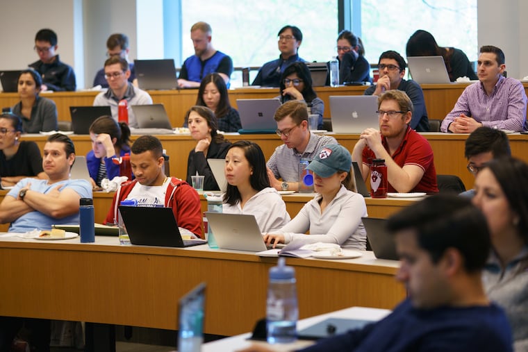 UPenn students listen during a program on How to Get the Most Out of Your Credit Card hosted by Wharton, at UPenn in Philadelphia, April 18, 2019.