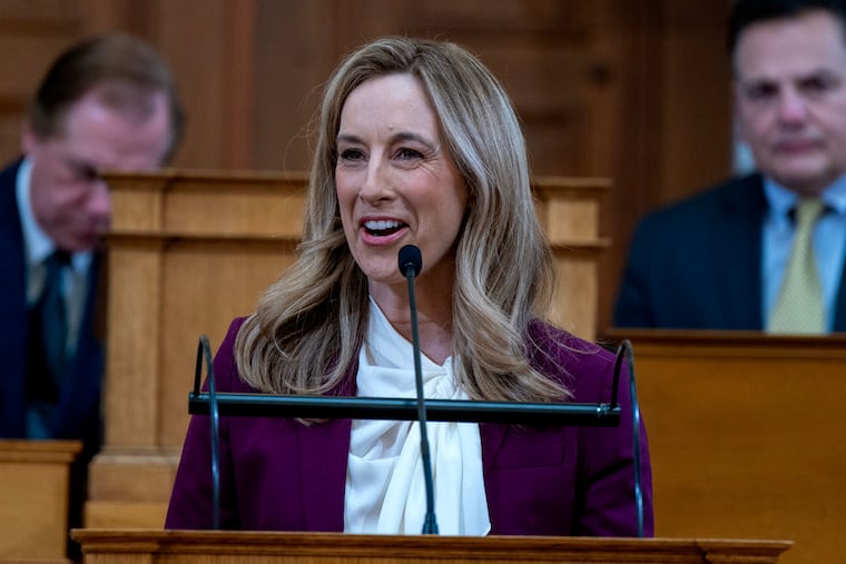 Gov. Mikie Sherrill delivers her budget address Tuesday, Mar. 10, 2026, in the Assembly Chamber at the New Jersey State House.