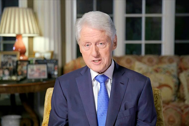 Former President Bill Clinton speaks Tuesday during the second night of the Democratic National Convention.