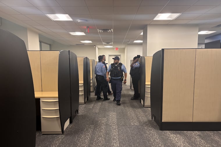 Officers look around the new public safety hub for Market Street on Tuesday, June 9, 2026.