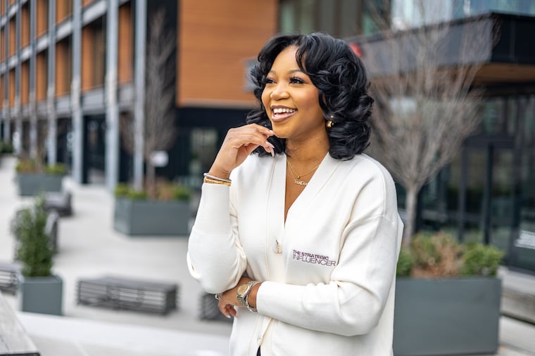 Janesha Moore, 27, of Middletown, Del., Founder of Start Up Strategic Influencer, poses for a portrait in Philadelphia, Pa., on Tuesday, Feb. 27, 2024.