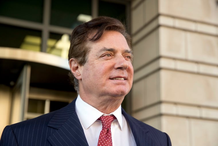 In this Thursday, Nov. 2, 2017, file photo, Paul Manafort, President Donald Trump's former campaign chairman, leaves Federal District Court, in Washington.