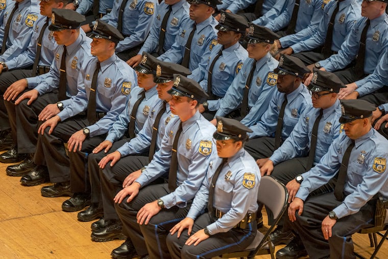 Graduation ceremonies for the Police Academy Class #402, new officers of the Philadelphia Police Department and Temple University Police Department, at Temple’s Performing Arts Center June 17, 2024.