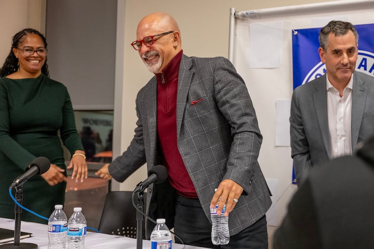 Candidates (from left) State Reps. Morgan Cephas, and Chris Rabb; and physician David Oxman appear at a forum hosted by the 9th Ward Democratic Committee in Mt. Airy Thursday, Dec. 4, 2025. Five months before the Democratic primary, the crowded field also includes State Sen. Sharif Street and physician Ala Stanford vying to represent Philadelphia's 3rd Congressional District, which encompasses about half of the city.