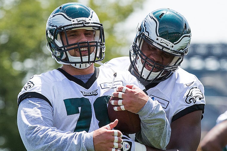 Former Eagles center Mike Coccia and tackle Kevin Graf.