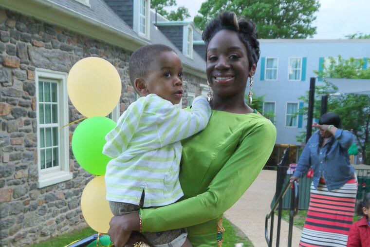 NHXNORT21C
Brittney Chokpelle, 18, and her son Rashee, 3, live at Northern Children's Services' beautiful Roxborough campus -- a full-service haven for homeless teenage mothers and their children that is having a public open house today. (Photo by Bonnie Dugan)