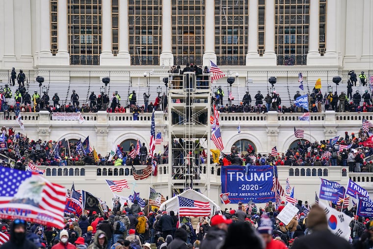 Insurrectionists loyal to President Donald Trump breached the Capitol in Washington on Jan. 6, 2021.