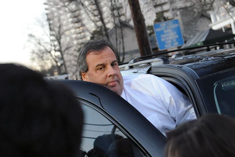 New Jersey Gov. Chris Christie leaves after a Jan. 9, 2014 visit to Fort Lee, N.J. Christie traveled to Fort Lee to apologize in person to Mayor Mark Sokolich. (AP Photo/ Louis Lanzano)