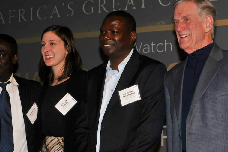 Dr. Chekh Anta Babou, associate professor of history at University of Penn, specializing in Islam in Africa. In this photo Babou is part of a panel discussion on history of African civilizations at WHYY.
