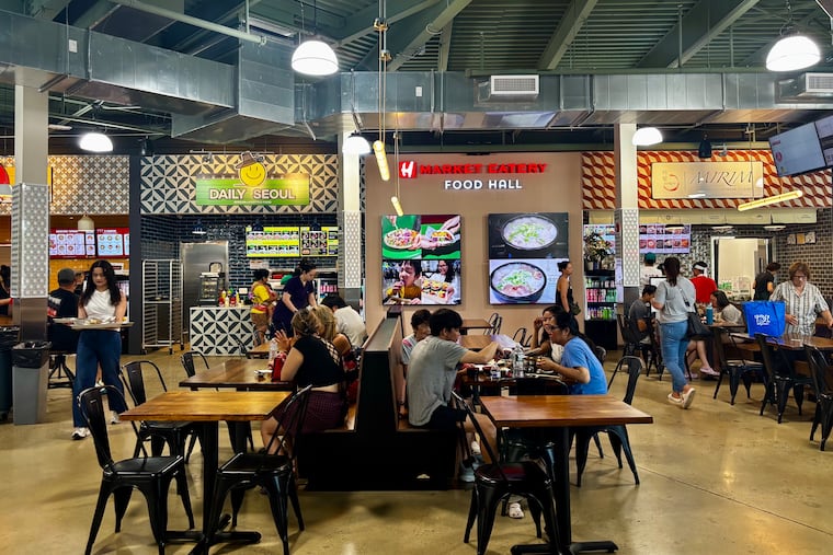 The food court at the newly renovated H Mart in Cherry Hill.