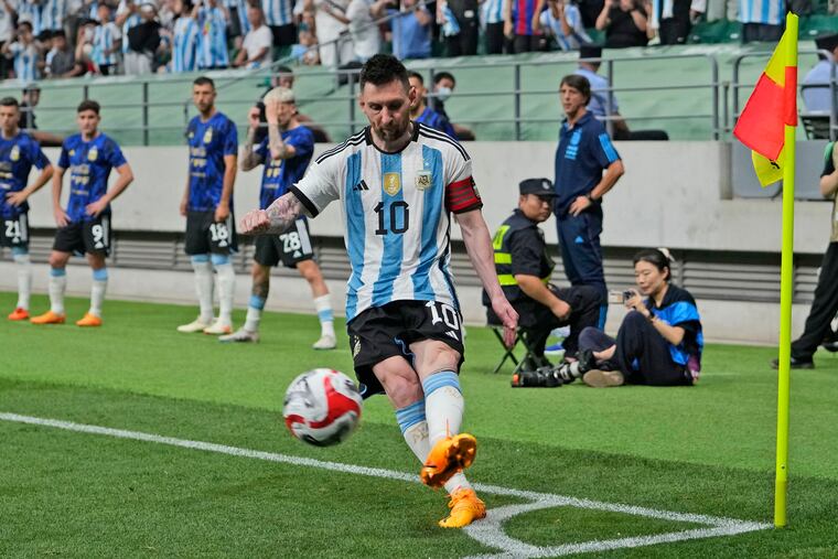 Lionel Messi played for Argentina against Australia in an exhibition game in China last week.