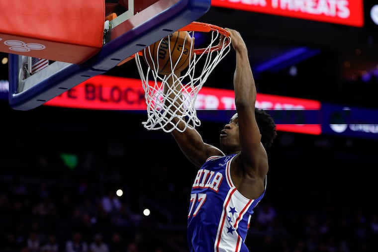 Sixers guard VJ Edgecombe missed Sunday's game against the Miami Heat with left calf tightness.