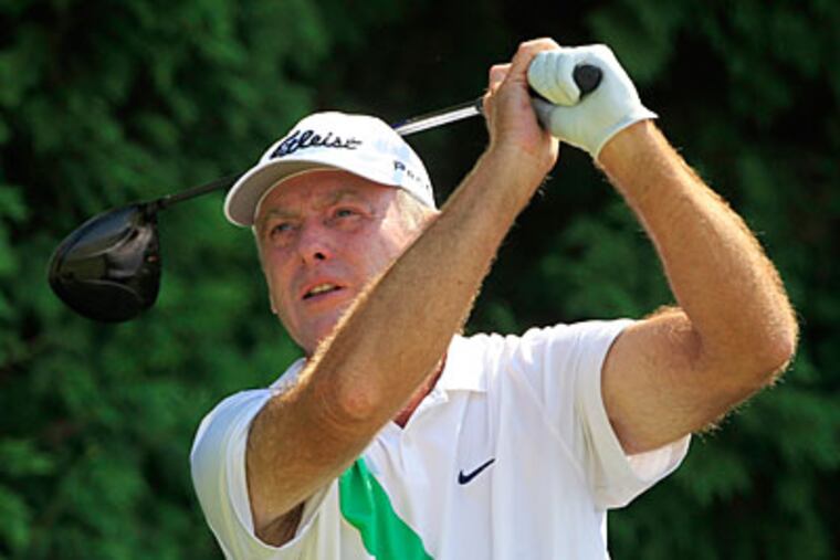 Lance Ten Broeck holds a one-shot lead in the second round of the U.S. Senior Open. (Carlos Osorio/AP)