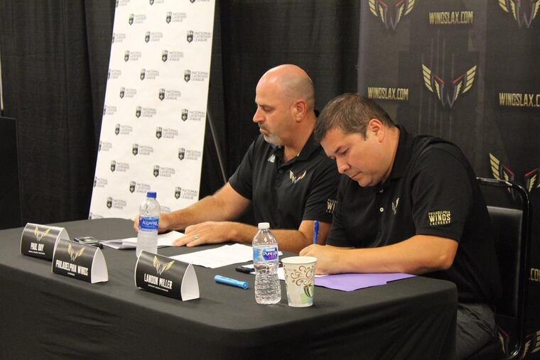 Wings coach Paul Day (left) and Landon Miller xxx