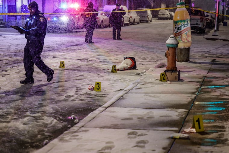 Police on the scene at 23rd and Indiana in the 39th police district were an officer was shot on Tuesday.