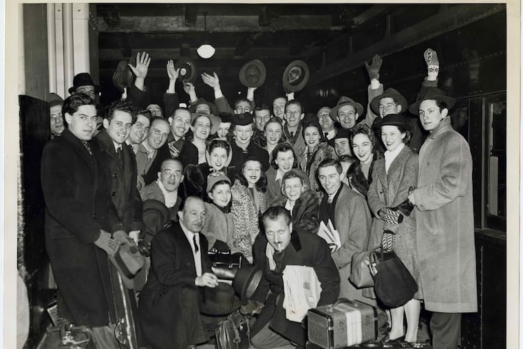 The pioneering Philadelphia Ballet waits for a train during its eight-week national tour in 1941. Catherine Littlefield, the company's founder, choreographer, and lead ballerina, is second from right in the second row, wearing the fur coat.