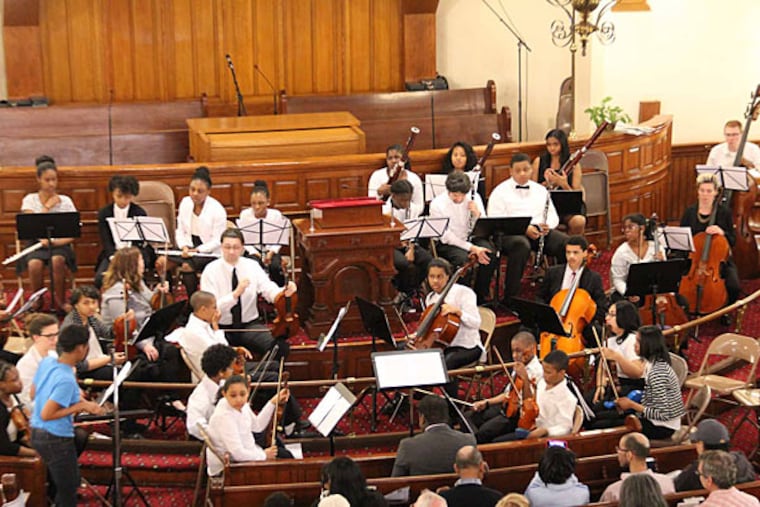 Young musicians of Play On, Philly! and student poets of the Philadelphia Youth Poetry Movement performed original works in honor of the three men and their movements. (Photo credit: Rachael Moton)