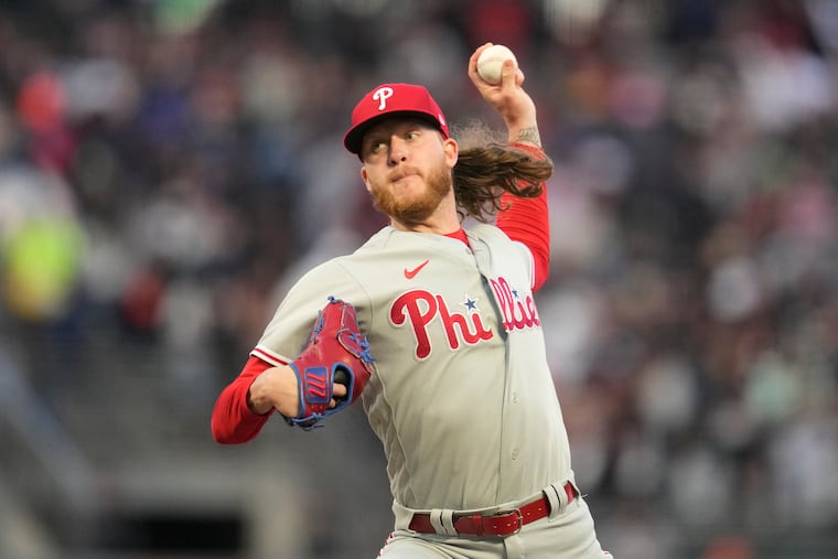 Philadelphia Phillies pitcher Bailey Falter works against the San Francisco Giants.