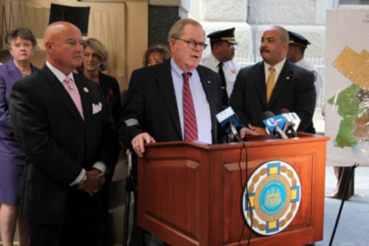 Imposing a system of changes in October to dramatically reshape the Philadelphia courts: Chief Justice Ronald D. Castille (center), with Justice Seamus McCaffery (left) and Philadelphia District Attorney Seth Williams. (Laurence Kesterson / Staff Photographer)