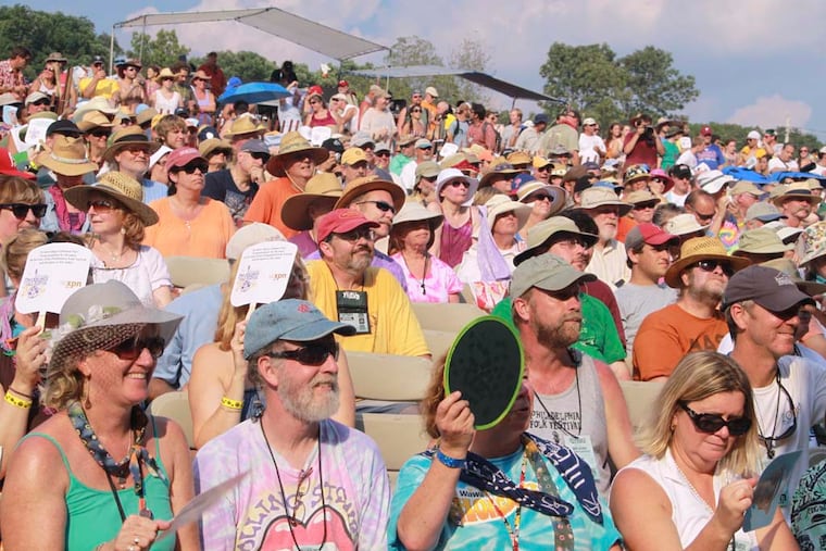 The crowd at the Main Stage area of the 2014 Philadelphia Folk Festival at the Old Pool Farm in Upper Salford Township near Schwenksville. The festival was cancelled in 2023 but plans to return in August. Mike Zebe / Staff