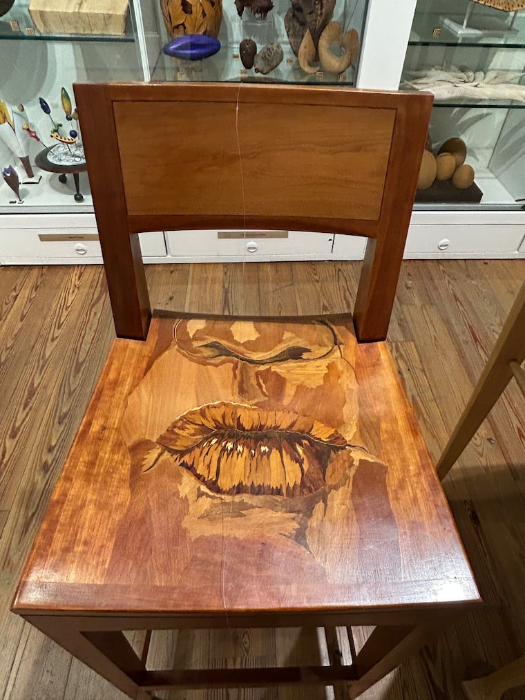 "Kiss My Ass Chairs" by Silas Kopf and Thomas Coughlin, on view at the Museum of Art in Wood in Old City.