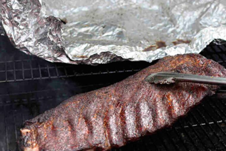 Texas-Style Salt-and-Pepper Spareribs, out of their foil just before their final hour of cooking. (Photo: Washington Post)