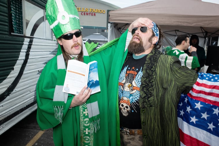 A photo of Eagles fans tailgating from Mike Cordisco's photo project, "Sermon on the Lot."