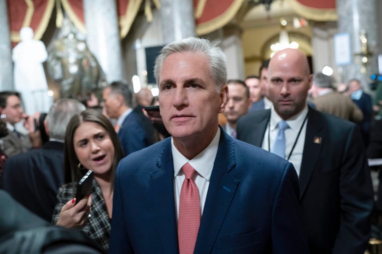 Speaker of the House Kevin McCarthy, R-Calif., leaves the House Chamber after President Joe Biden's State of the Union address to a joint session of Congress at the Capitol earlier this month.