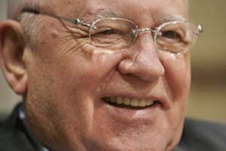 Mikhail Gorbachev answers questions at The Rittenhouse Hotel on Wednesday. (Elizabeth Robertson / Inquirer)