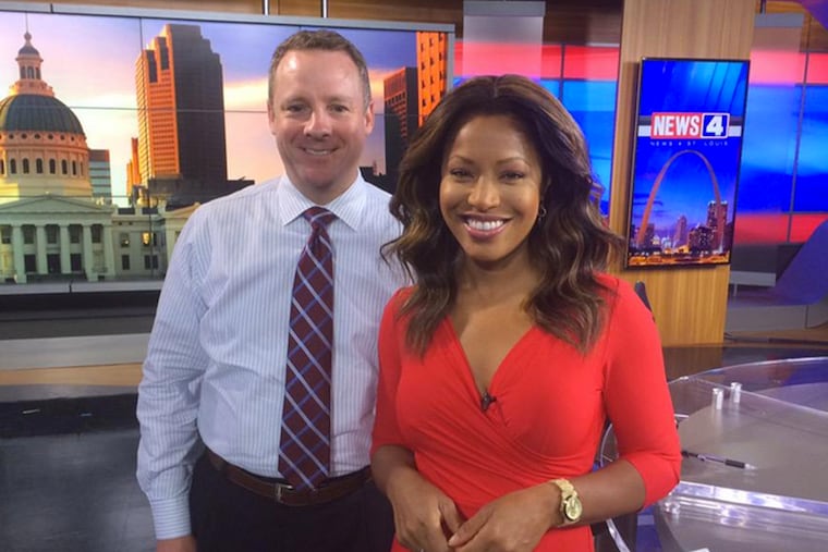 Former NBC10 news anchor Sharon Reed with KMOV-TV Executive News Director Brian Thouvenot.